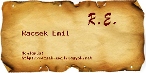 Racsek Emil névjegykártya